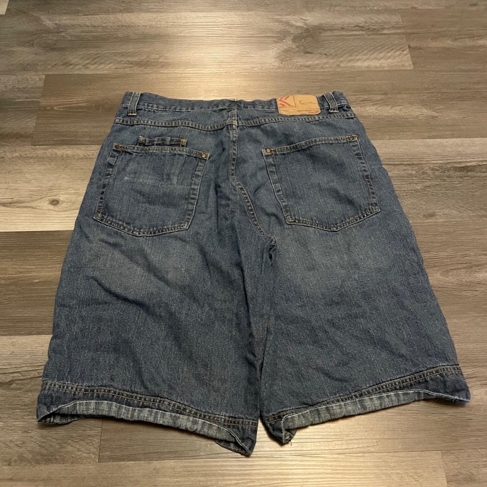 Karl Kani Mens Baggy Denim Shorts Blue 90s Hip Hop Streetwear Size 36